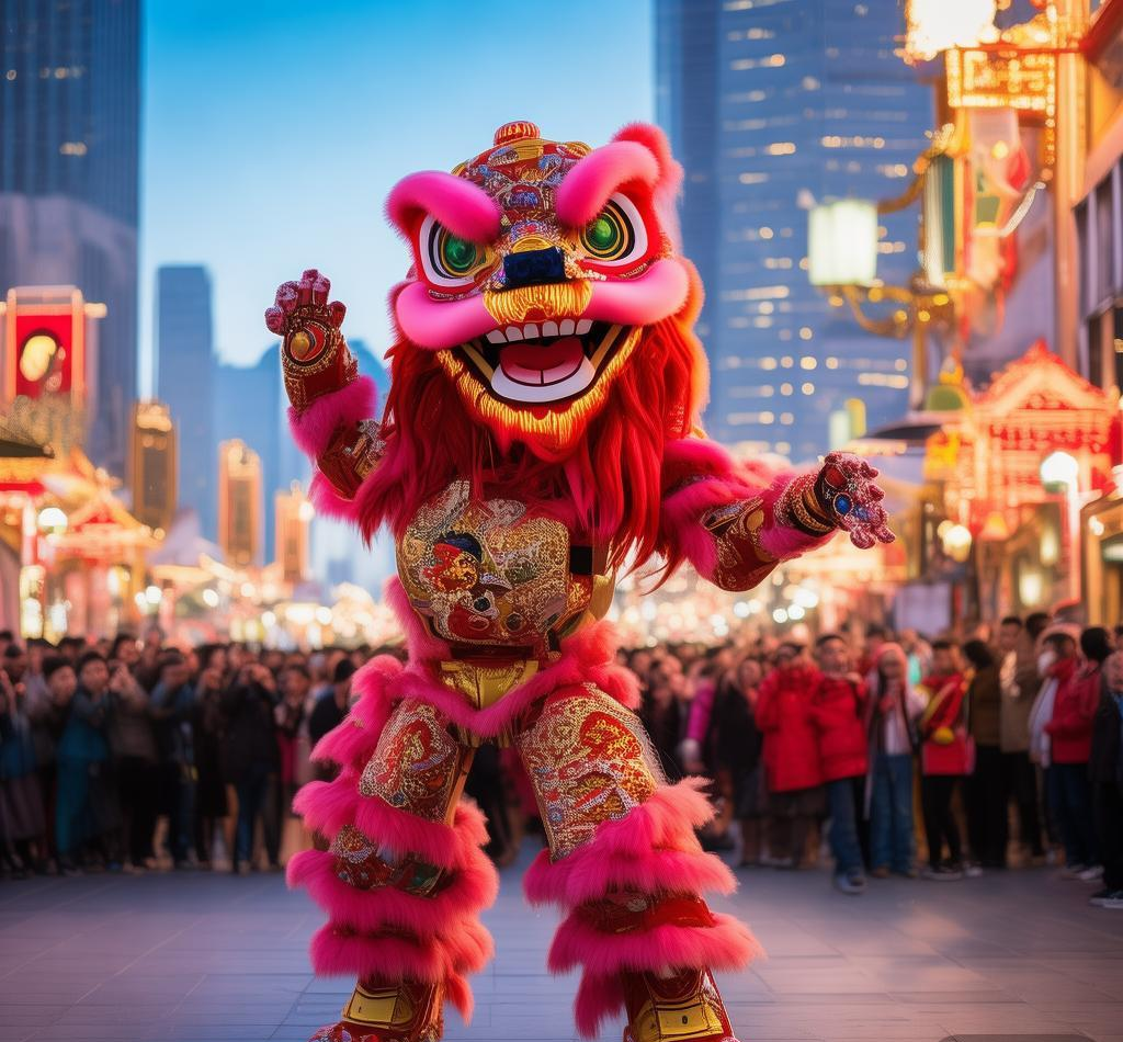 机器人舞狮闹元旦